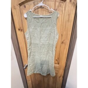 Lina‎ Tomie Women's Italian Sequin Embroidered Linen Midi Dress Green Size XL